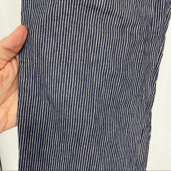 Vince blue white pinstriped brushed soft cotton slacks pegged ankle 2 - Picture 3 of 5